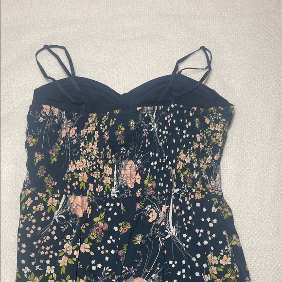 Band of Gypsies Women’s Navy Floral Spaghetti Strap Jumpsuit with Soft Corset - Picture 3 of 5